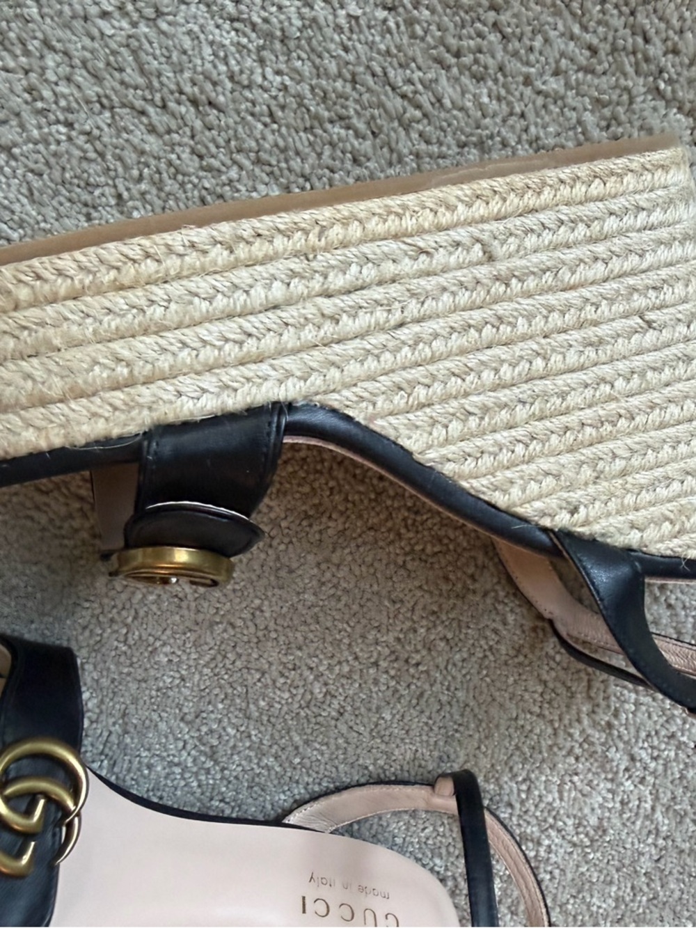 Gucci Black Espadrille Sandals wedge - Picture 5 of 12
